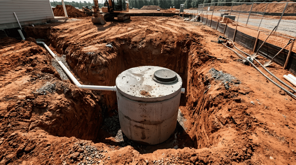 A new septic system being installed