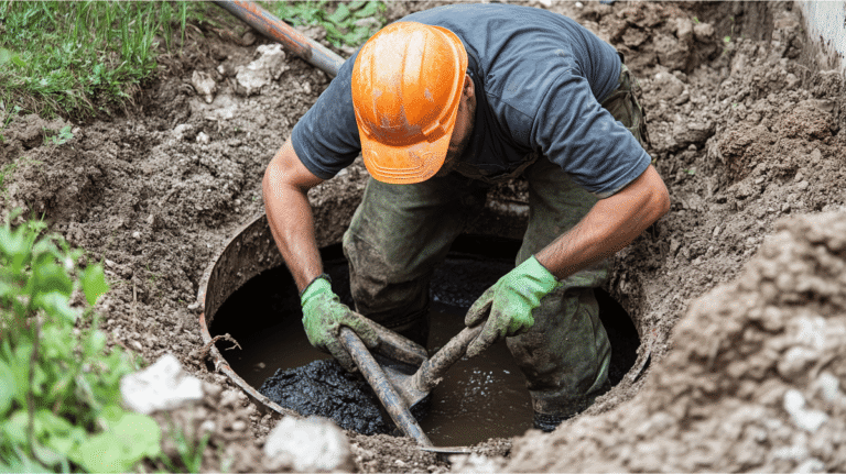 A tech repairing a sewer system